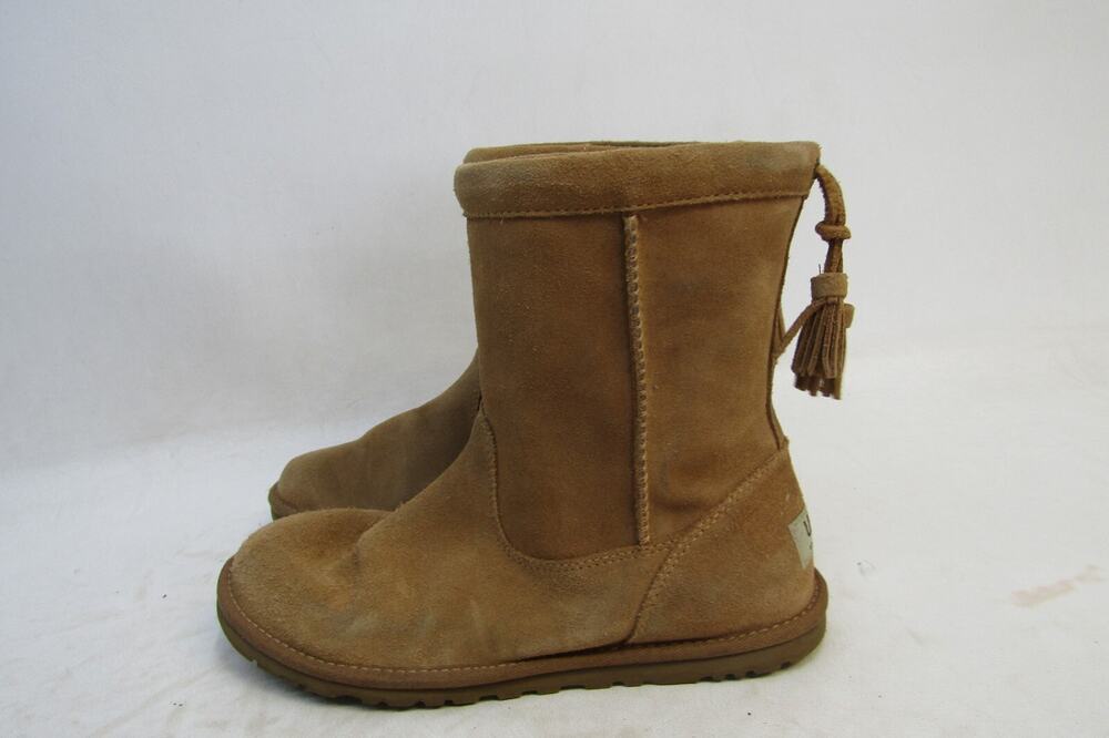 UGG Womens Size 6 M Brown Suede Fringe Ankle Fashion Boots Bootie